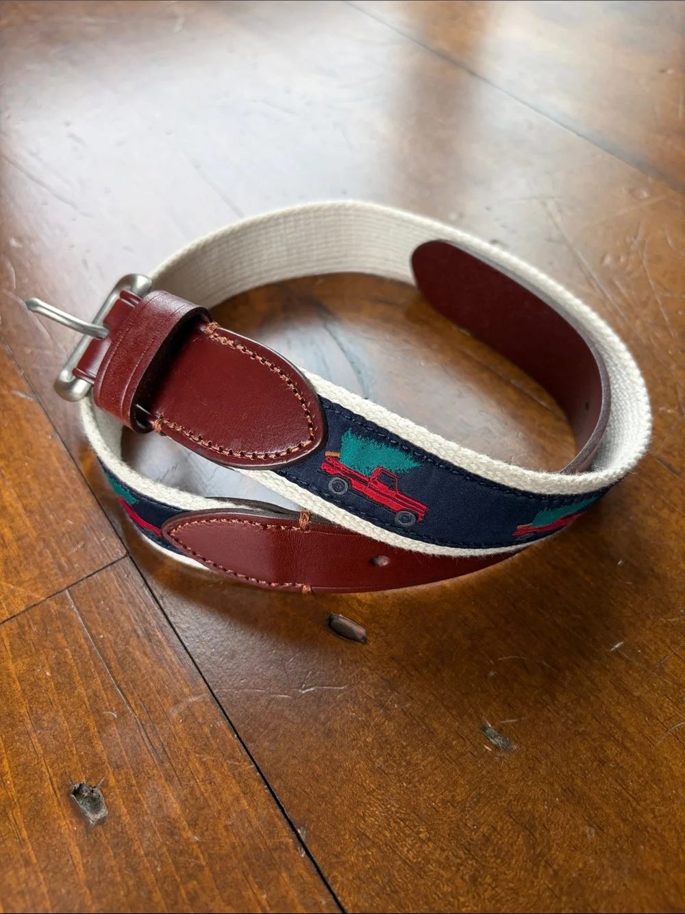 J.Crew Crewcuts Boys Patterned Belt Truck Tree Belt Size M BE626